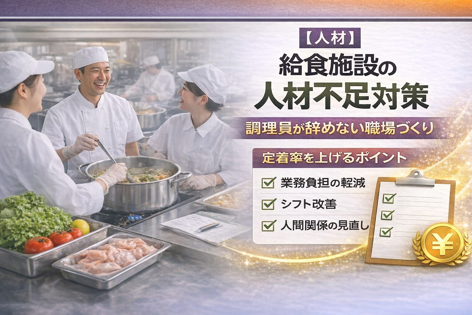 給食施設の人材不足対策 調理員が辞めない職場を作る7つの方法
